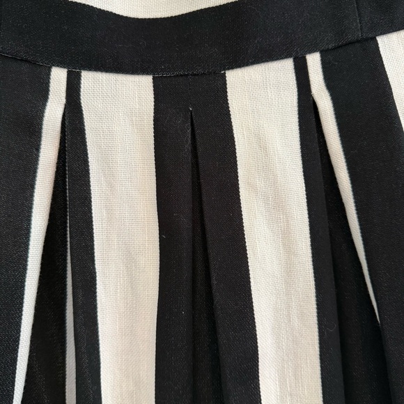 LOFT Black White Striped Fit & Flare Cotton Linen Dress 6 - Picture 6 of 9